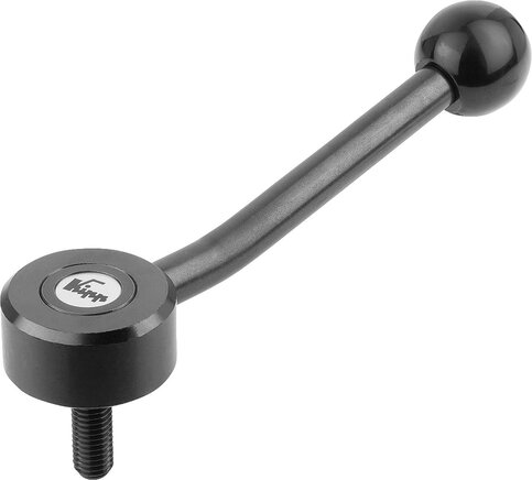 Spannhebel flach mit Außengewinde, 15 Grad