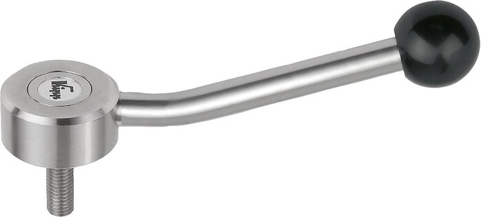 Spannhebel flach Edelstahl mit Außengewinde, 15 Grad