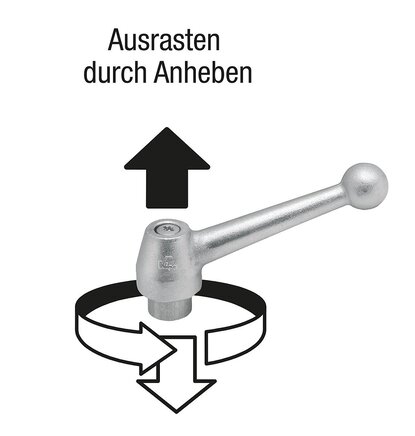 Klemmhebel Edelstahl mit Außengewinde