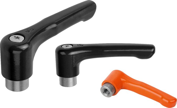 Klemmhebel, flach mit Innengewinde, Stahlteile aus Edelstahl