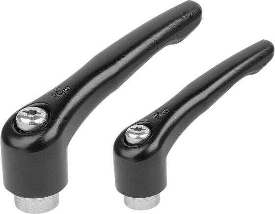 Klemmhebel mit Innengewinde, Stahlteile aus Edelstahl, seidenmatt