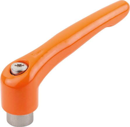 Klemmhebel mit Innengewinde, Stahlteile aus Edelstahl, seidenmatt