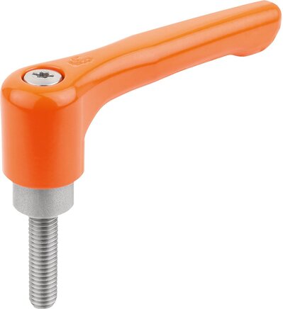Klemmhebel, flach mit Außengewinde, Stahlteile aus Edelstahl