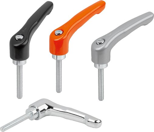 Klemmhebel Zink mit Außengewinde, Stahlteile blau passiviert