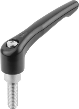 Klemmhebel mit Außengewinde, Stahlteile aus Edelstahl, seidenmatt