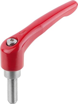 Klemmhebel mit Außengewinde, Stahlteile aus Edelstahl, seidenmatt