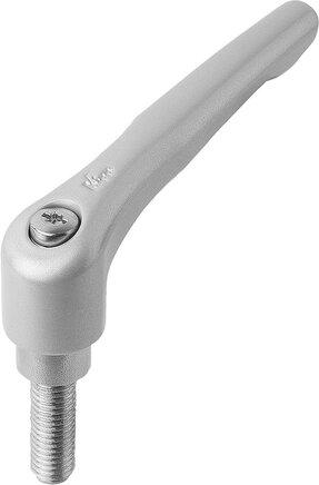 Klemmhebel mit Außengewinde, Stahlteile aus Edelstahl, seidenmatt