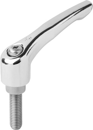 Klemmhebel mit Außengewinde, Stahlteile aus Edelstahl, seidenmatt