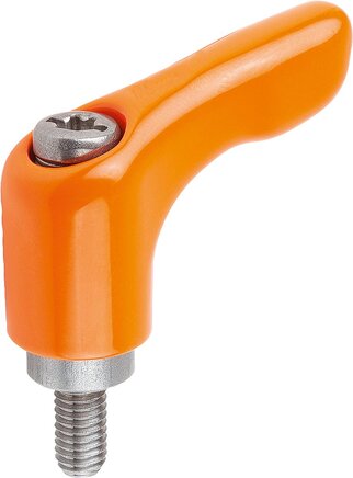 Klemmhebel mit Schutzkappe mit Außengewinde, Stahlteile aus Edelstahl