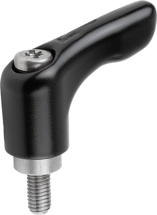 Klemmhebel mit Schutzkappe mit Außengewinde, Stahlteile aus Edelstahl