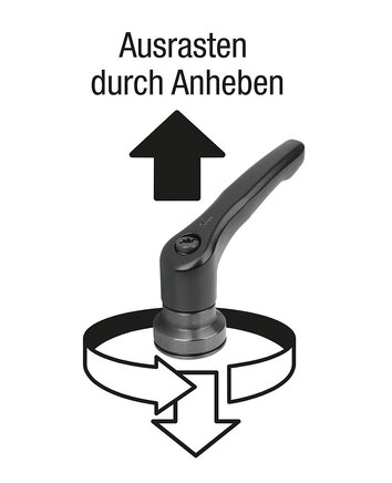 Klemmhebel Zink mit Außengewinde und Spannkraftverstärker