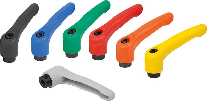 Klemmhebel Kunststoff mit Innengewinde, Stahlteile brüniert