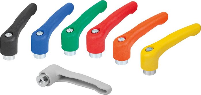 Klemmhebel Kunststoff mit Innengewinde, Stahlteile blau passiviert