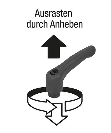 Klemmhebel Kunststoff mit Innengewinde, Stahlteile blau passiviert