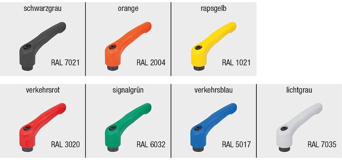 Klemmhebel Kunststoff mit Innengewinde, Stahlteile blau passiviert