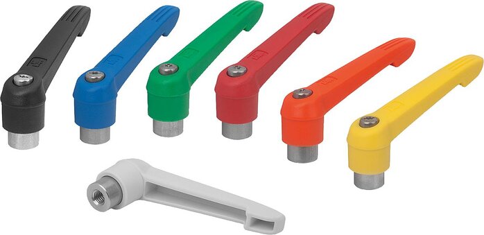 Klemmhebelmit Innengewinde und Kunststoffgriff, Stahlteile aus Edelstahl