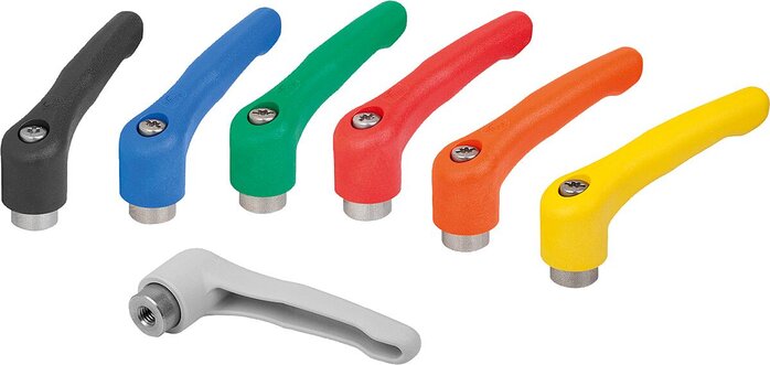 Klemmhebel Kunststoff mit Innengewinde, Stahlteile aus Edelstahl