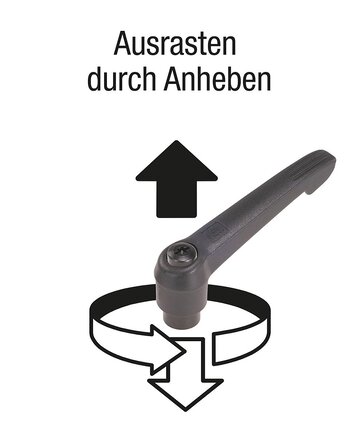 Klemmhebelmit Außengewinde und Kunststoffgriff