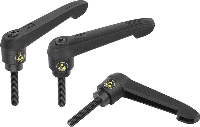 Klemmhebel antistatisch mit Außengewinde und Kunststoffgriff