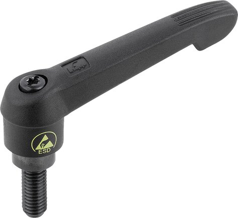 Klemmhebel antistatisch mit Außengewinde und Kunststoffgriff