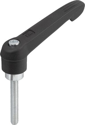 Klemmhebel Kunststoff mit Außengewinde, Stahlteile blau passiviert