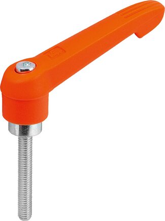 Klemmhebel Kunststoff mit Außengewinde, Stahlteile blau passiviert