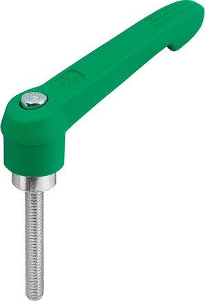 Klemmhebel Kunststoff mit Außengewinde, Stahlteile blau passiviert