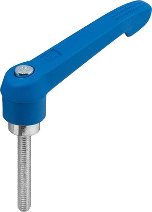 Klemmhebel Kunststoff mit Außengewinde, Stahlteile blau passiviert