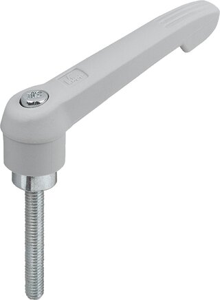 Klemmhebel Kunststoff mit Außengewinde, Stahlteile blau passiviert