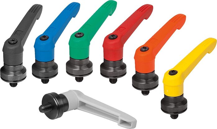 Klemmhebel Kunststoff mit Außengewinde und Spannkraftverstärker