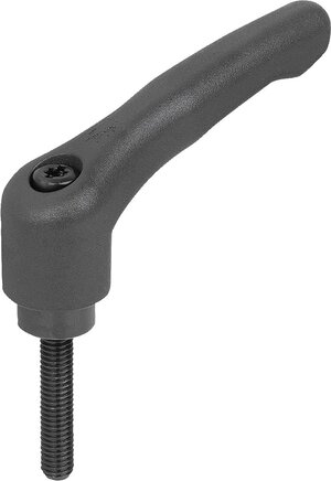 Klemmhebel Kunststoff mit Außengewinde, Stahlteile brüniert