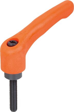 Klemmhebel Kunststoff mit Außengewinde, Stahlteile brüniert