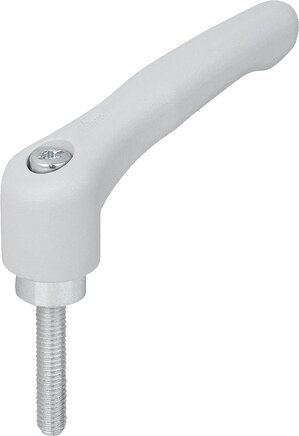 Klemmhebel Kunststoff mit Außengewinde, Stahlteile blau passiviert