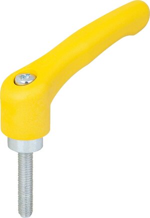 Klemmhebel Kunststoff mit Außengewinde, Stahlteile blau passiviert