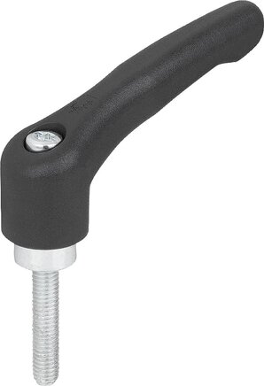 Klemmhebel Kunststoff mit Außengewinde, Stahlteile blau passiviert