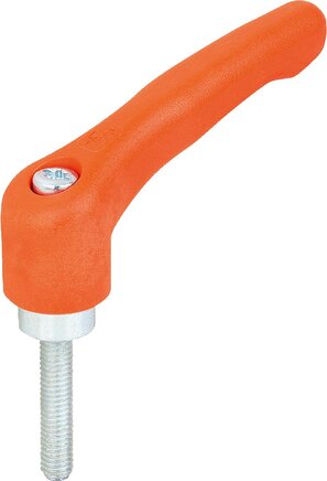 Klemmhebel Kunststoff mit Außengewinde, Stahlteile blau passiviert