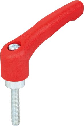 Klemmhebel Kunststoff mit Außengewinde, Stahlteile blau passiviert