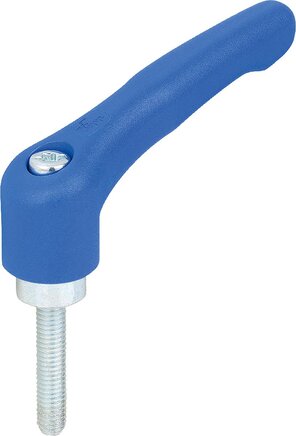 Klemmhebel Kunststoff mit Außengewinde, Stahlteile blau passiviert