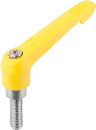 Klemmhebelmit Außengewinde und Kunststoffgriff, Stahlteile aus Edelstahl