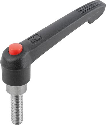 Klemmhebel mit Druckknopf mit Außengewinde, Stahlteile aus Edelstahl
