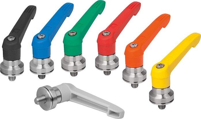 Klemmhebel Kunststoff mit Außengewinde und Spannkraftverstärker