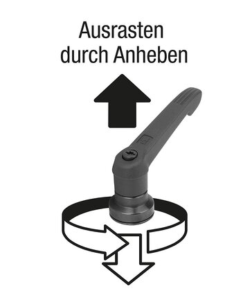Klemmhebel Kunststoff mit Außengewinde und Spannkraftverstärker