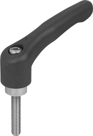 Klemmhebel Kunststoff mit Außengewinde, Stahlteile aus Edelstahl