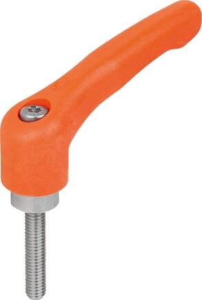 Klemmhebel Kunststoff mit Außengewinde, Stahlteile aus Edelstahl