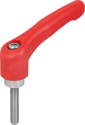 Klemmhebel Kunststoff mit Außengewinde, Stahlteile aus Edelstahl