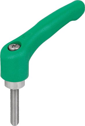 Klemmhebel Kunststoff mit Außengewinde, Stahlteile aus Edelstahl