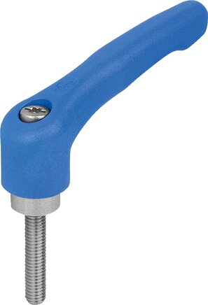 Klemmhebel Kunststoff mit Außengewinde, Stahlteile aus Edelstahl