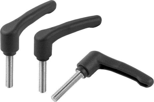 Klemmhebel Kunststoff metall-detektierbar mit Außengewinde