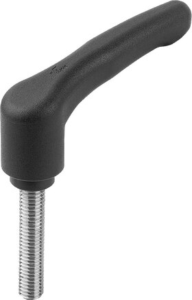 Klemmhebel Kunststoff metall-detektierbar mit Außengewinde