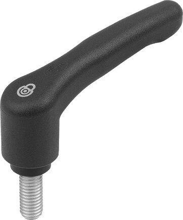 Klemmhebel Kunststoff mit Sicherheitsfunktion mit Außengewinde